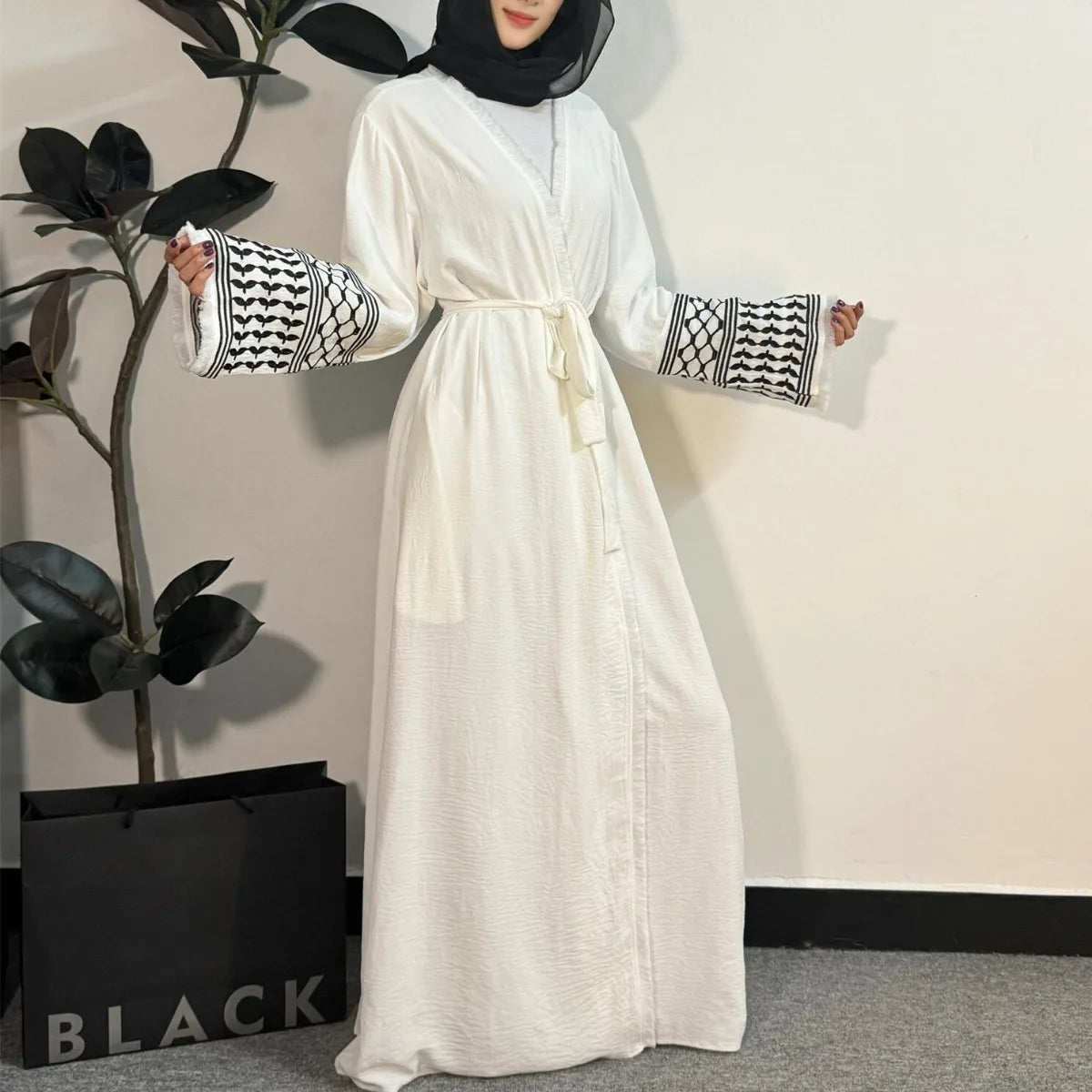 Open Front Abaya Muslim Long Sleeve Cardigan Abayas