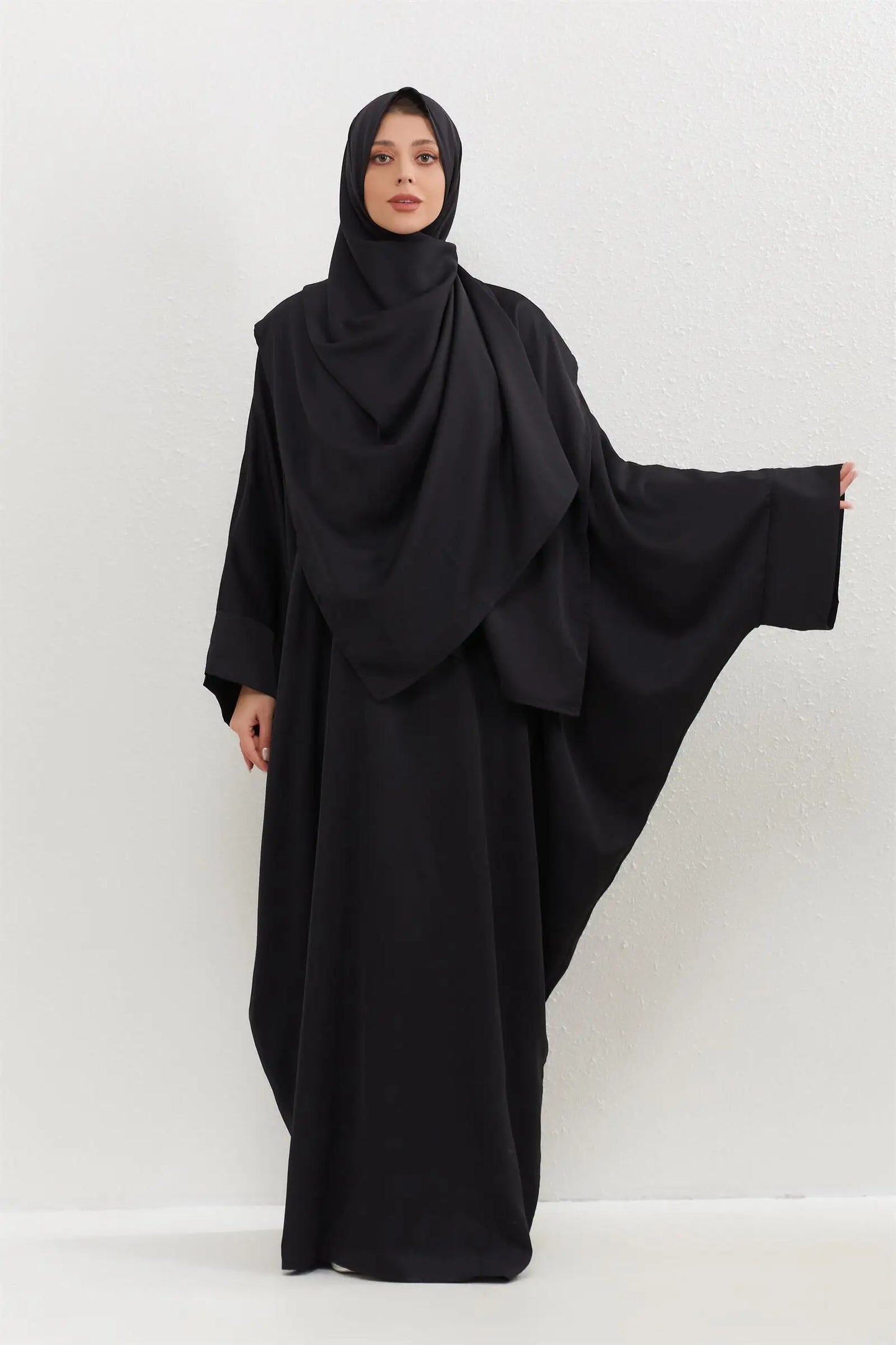 Two Pcs Muslim Abaya Women Jilbab Islamic With Hijab
