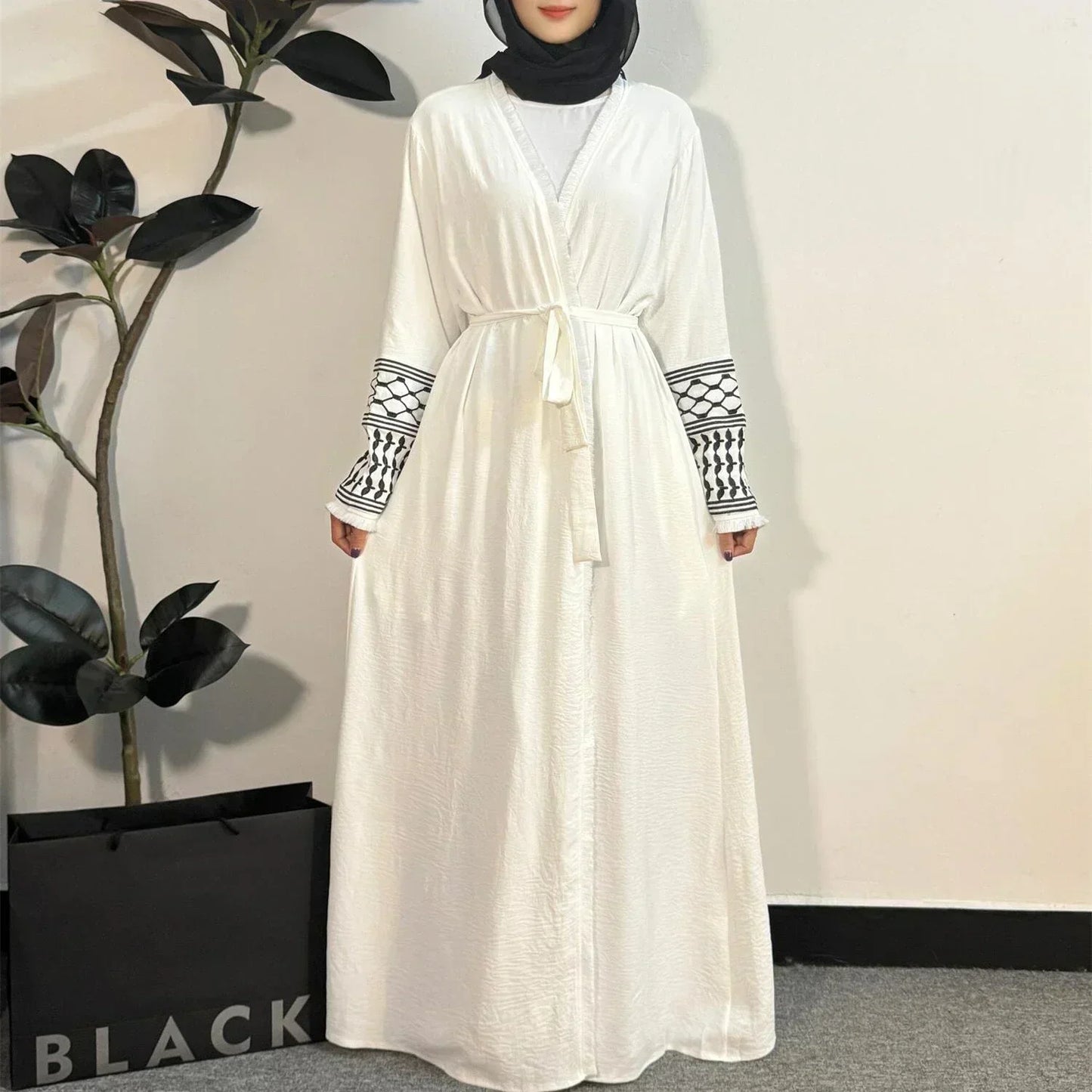 Open Front Abaya Muslim Long Sleeve Cardigan Abayas