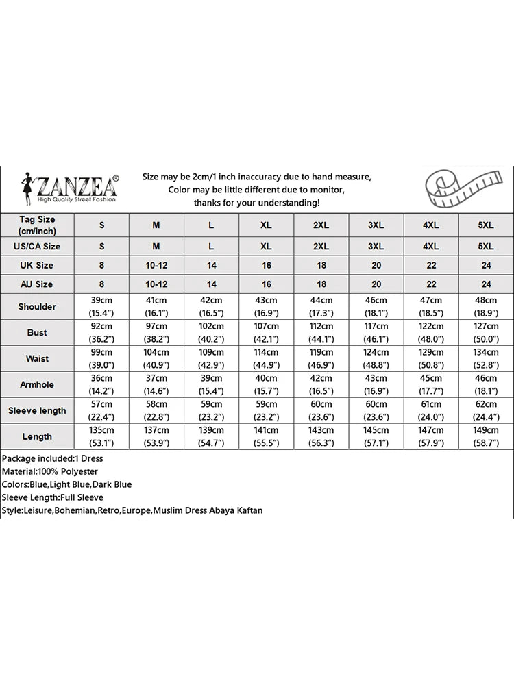 ZANZEA Women Vintage Muslim Abaya Dress 2024 Autumn Sundress Casual Long Sleeve Solid Maxi Long Vestidos Kaftan Islamic Clothing