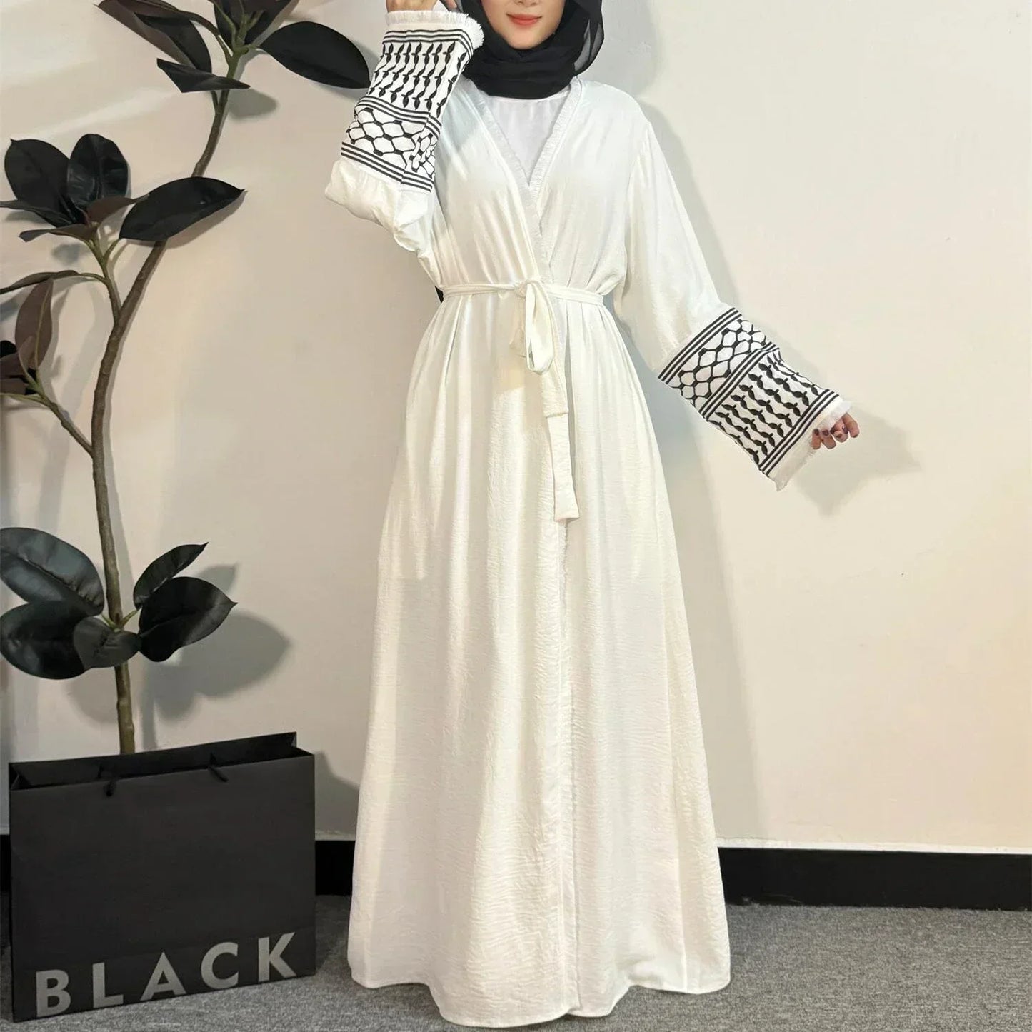 Open Front Abaya Muslim Long Sleeve Cardigan Abayas