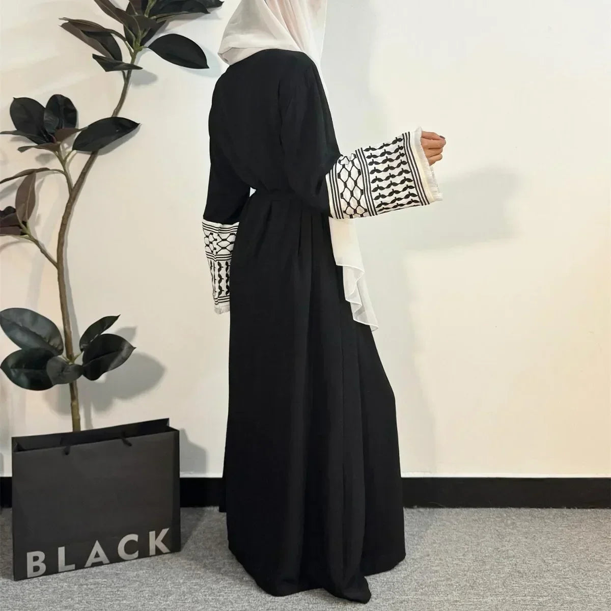 Open Front Abaya Muslim Long Sleeve Cardigan Abayas