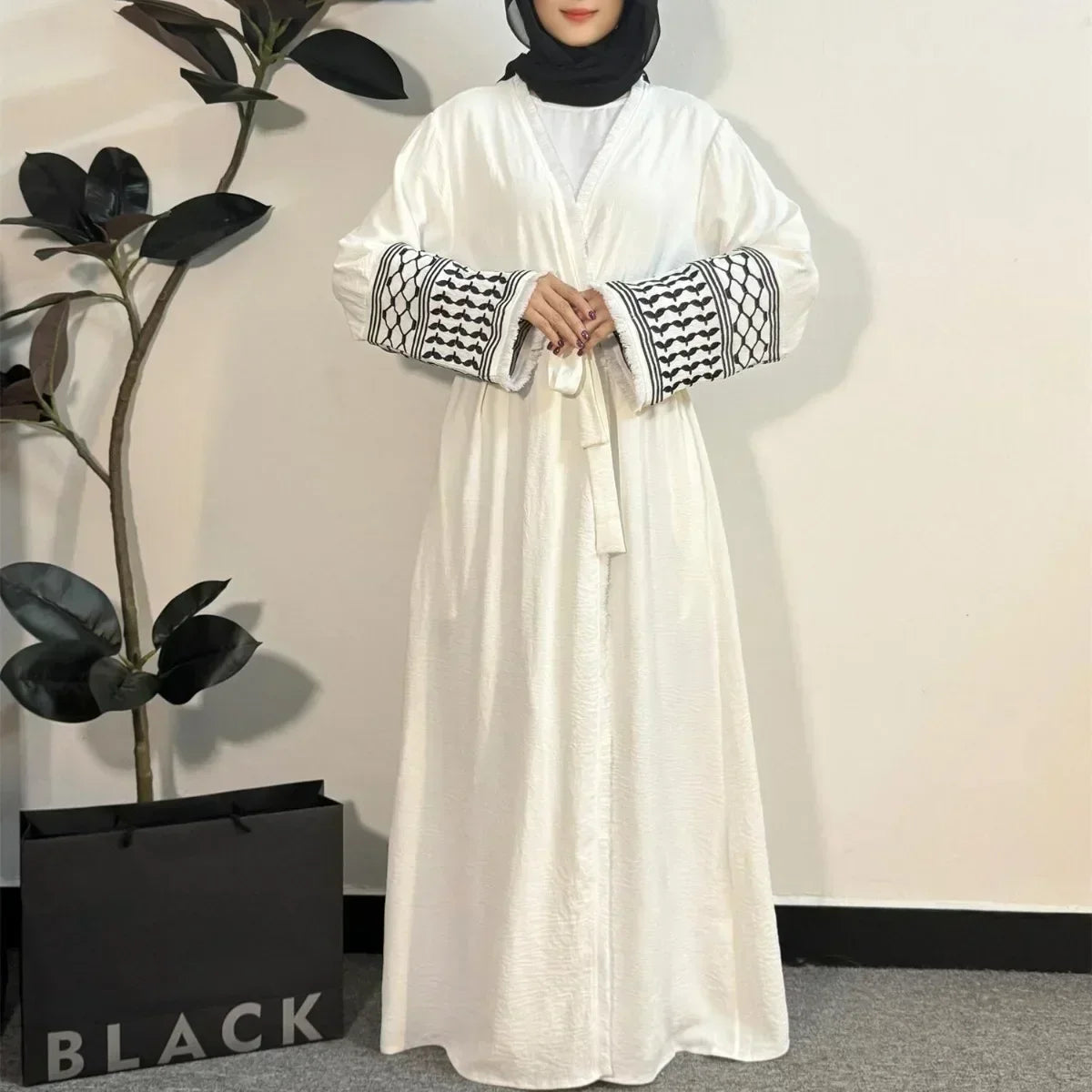 Open Front Abaya Muslim Long Sleeve Cardigan Abayas