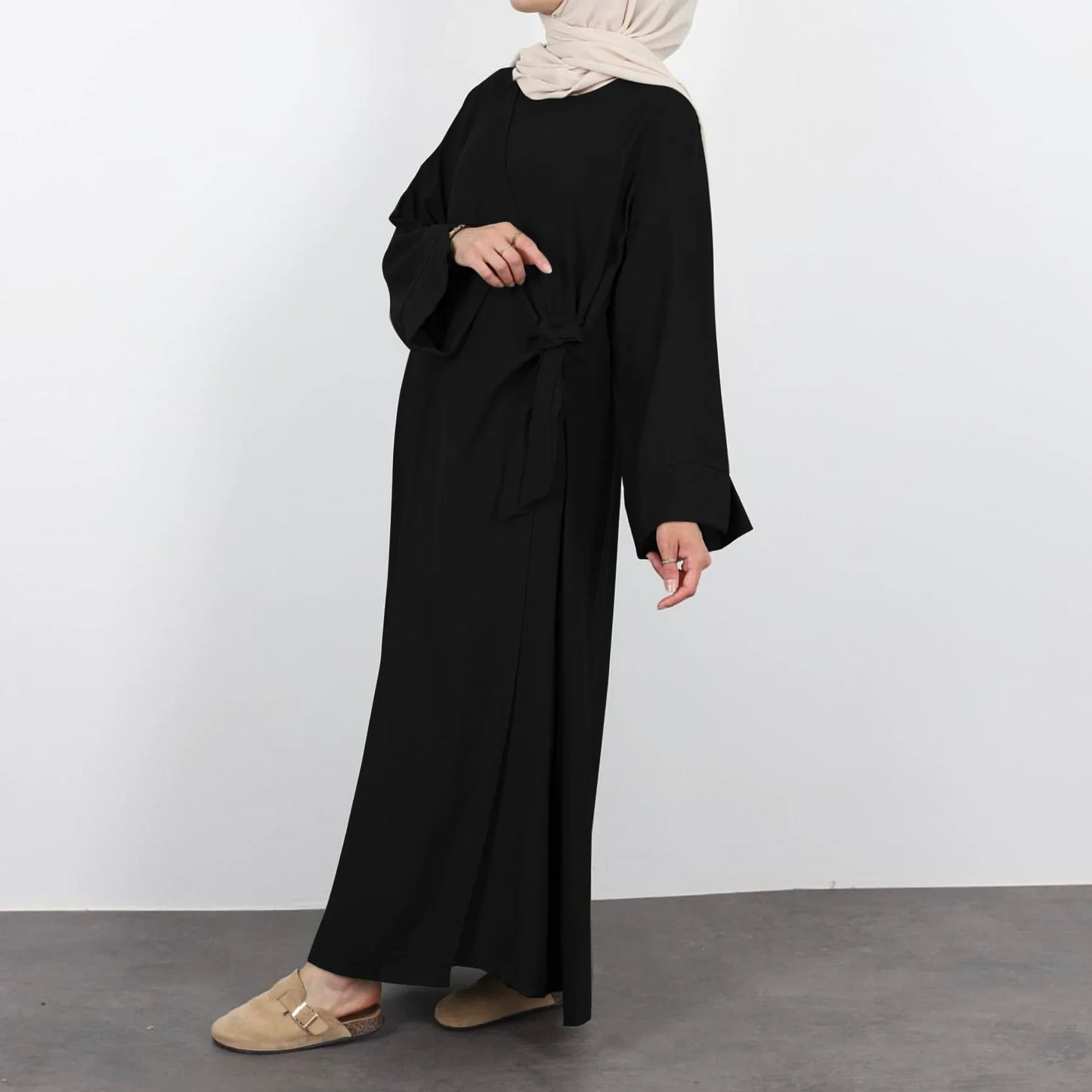 Women Fashion Muslim Maxi Dress Turkey Kaftan Dubai Abaya Saudi Arabic Cinkle Bandage Robe Eid Ramadan Islam Jalabiya Vestidos